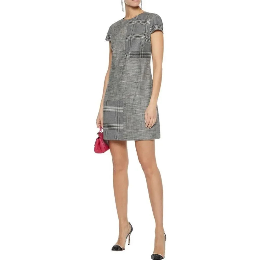 Alice + Olivia Coley Paneled Prince Of Wales Checked Woven Mini Dress